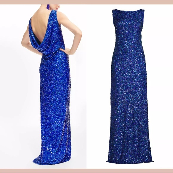NWT Sachin & Babi $750 Maria Gown Cobalt sequin dress - Size 8 - formal, blue - Picture 3 of 7